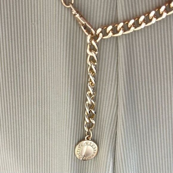 WeWoreWhat Solid Rib Scoop Jumpsuit in Khaki with Gold Chain Belt - Picture 5 of 16